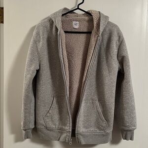GAP Kids Sherpa-Lined Zip Hoodie Size XXL Grey